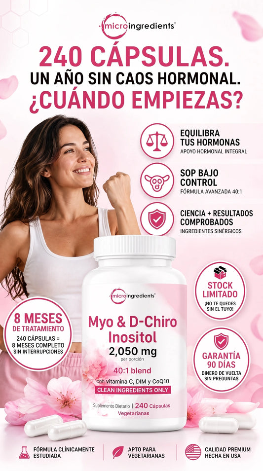 Inositol formula 240 capsulas by Microingredients — Equilibrio Hormonal Femenino Natural